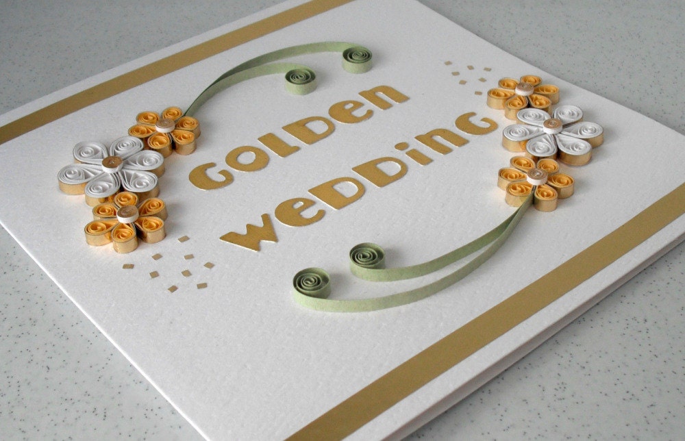 Golden anniversary card 50th wedding quilled paper quilling