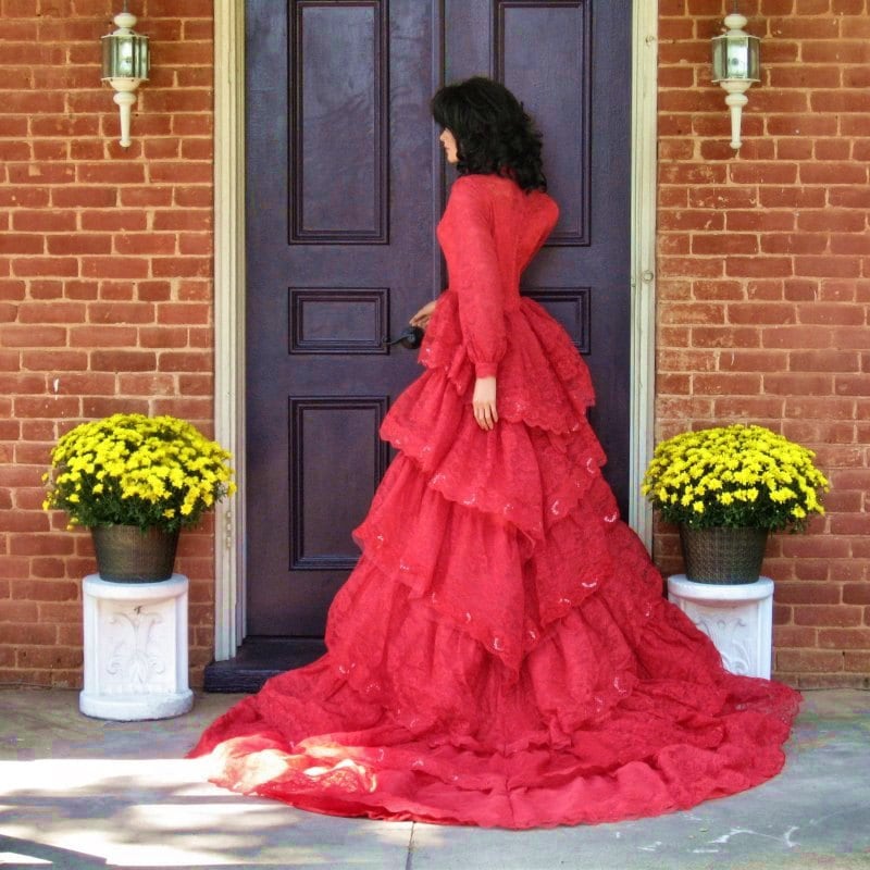 Gothic Red Lace Wedding Gown Sale 40 off From TheBohemianGoddess