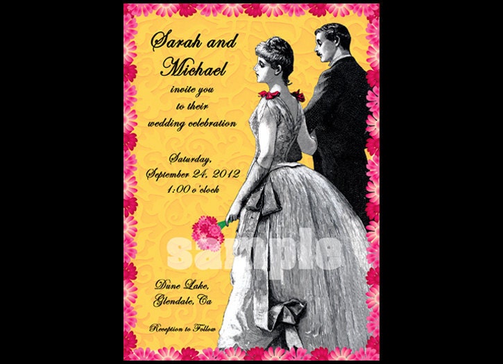 Victorian Romantic Wedding Invitation Save the Date Bridal Shower 