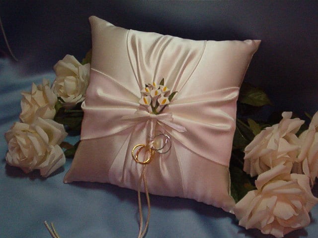 Ivory Calla Lily Wedding Ring Bearer Pillow
