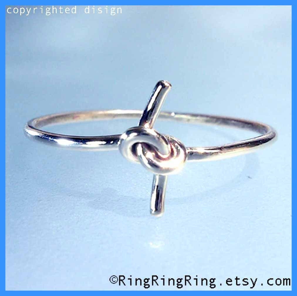 Wedding, unique engagement ring, sterling silver ring, tied knot ring