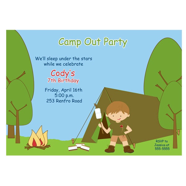 Boys Camping Invitation