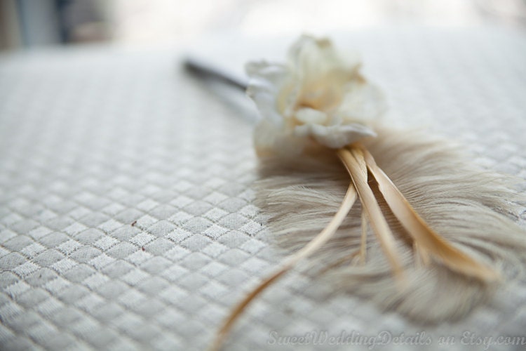 Wedding Guestbook Pen Shabby chic rustic feather flower pen spring 