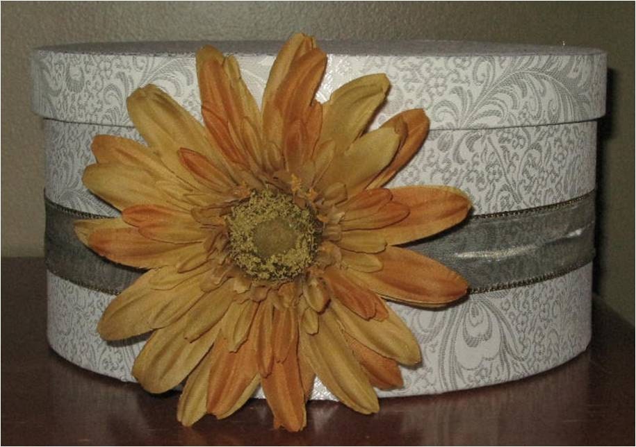 Wedding Reception Gift Card Holder Box Ivory Brocade Fall Flower