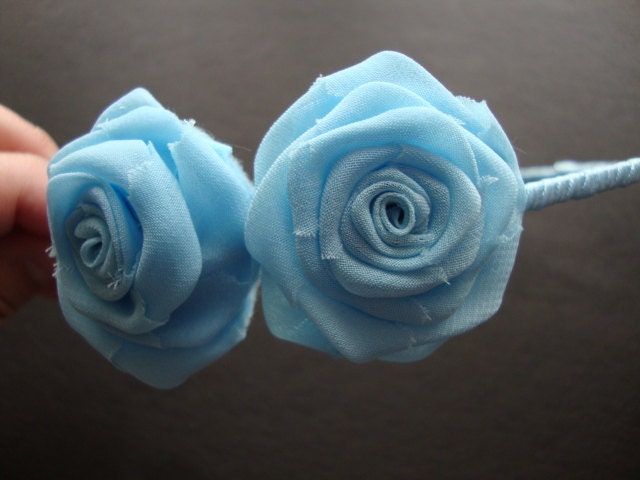 Milk Blue Rose Headband Hair Comb Clip Tiara Bride Bridal Silk Wedding 