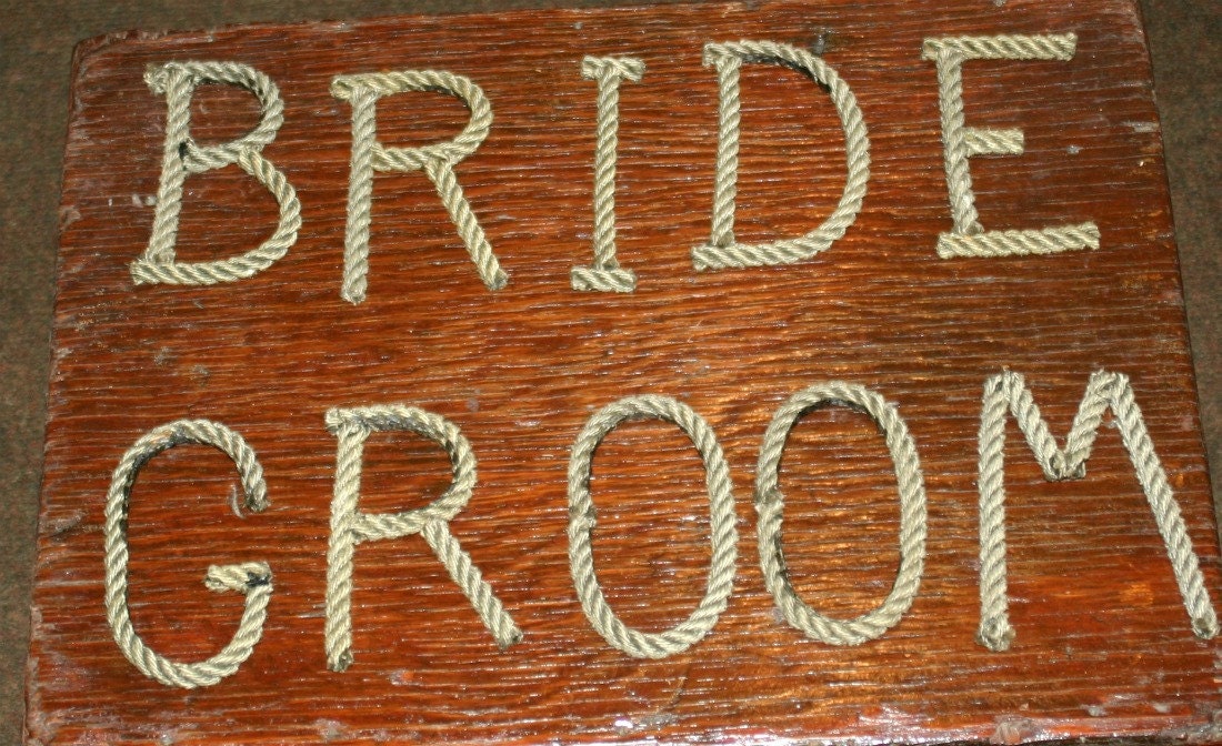 out BRIDE GROOM Upcycled Repurposed Line Rope Nautical Wedding Decor