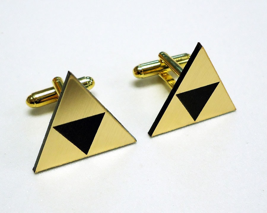 Tri force Zelda gold cuff links in FREE gift box groom wedding