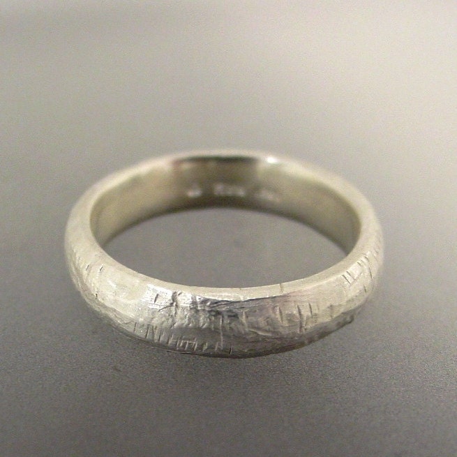 Mens Wedding Ring Rustic Texture Sterling Silver Made to order in your size