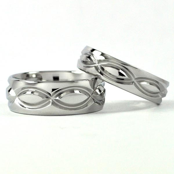 Cobalt Infinity His and Hers Set Titanium Wedding Rings Matching Set