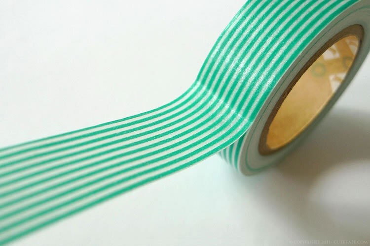 Mint Green TURQUOISE Wedding Decor Paper mt Stripe Washi Tape 15mm