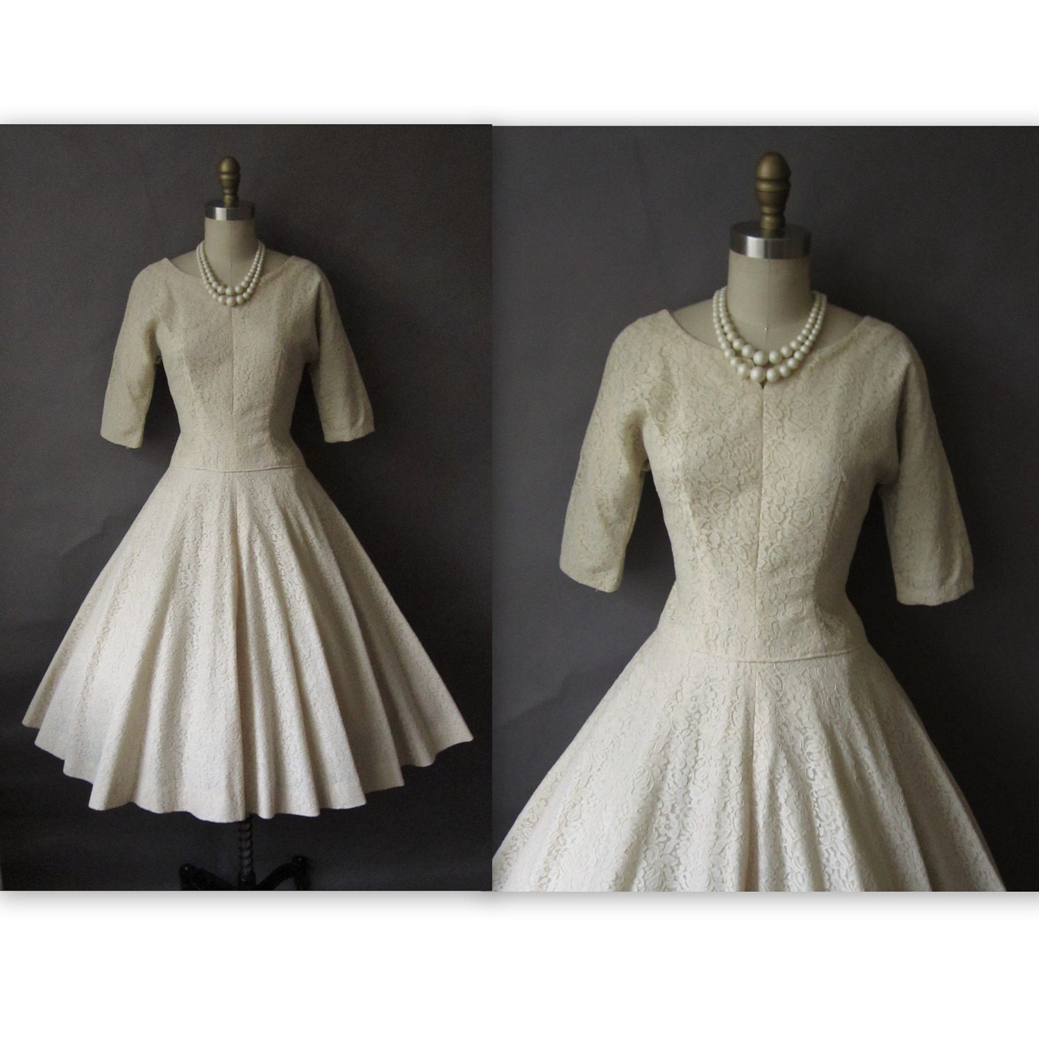 vintage cream lace wedding dress