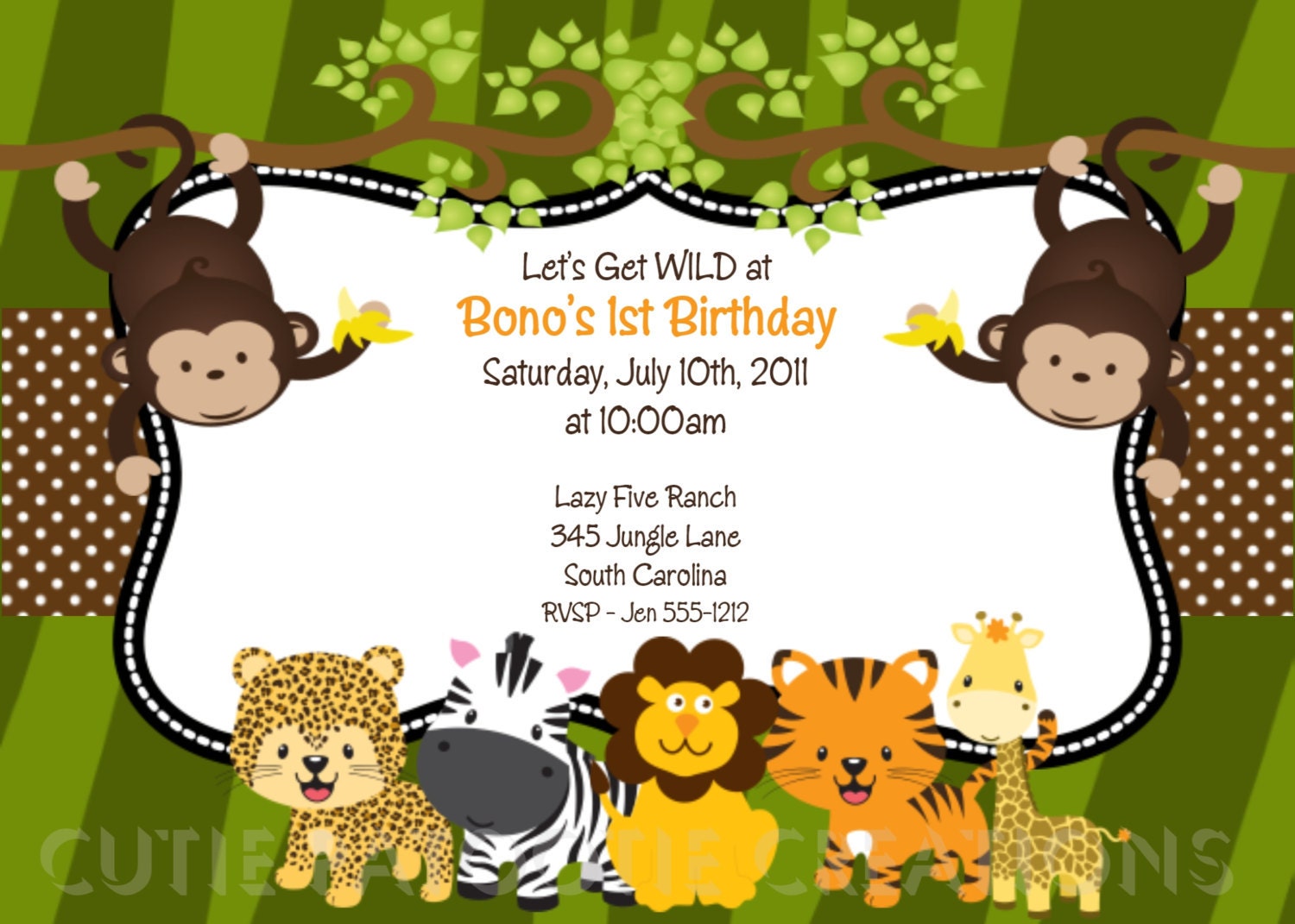zoo animal birthday invitations