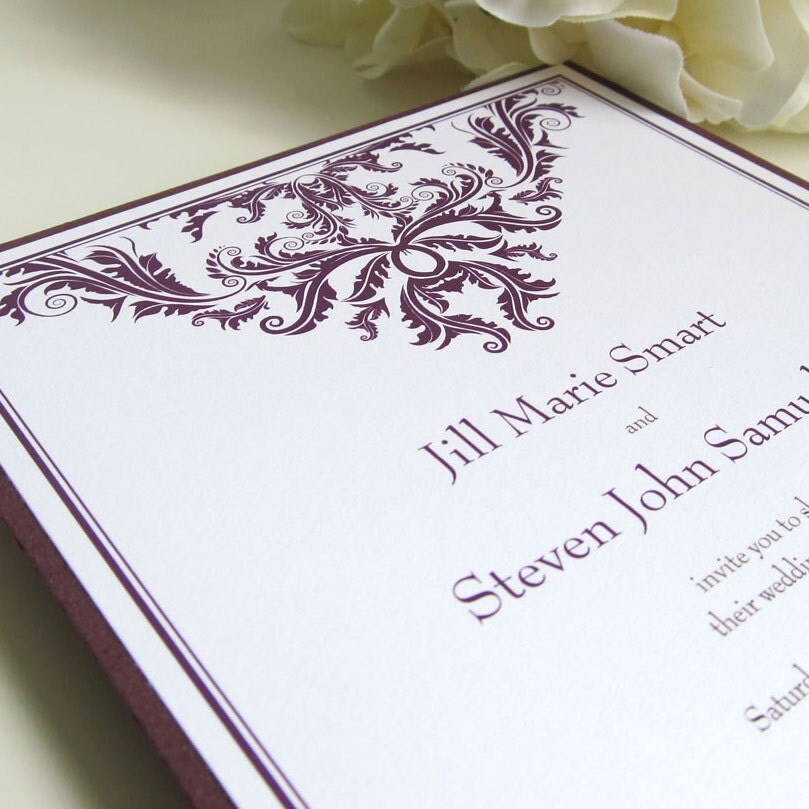 Vintage Damask Wedding Invitations Sample Set From EdenWeddingStudio