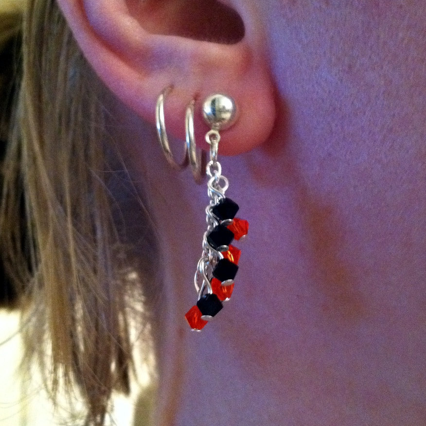 Black and orange earrings