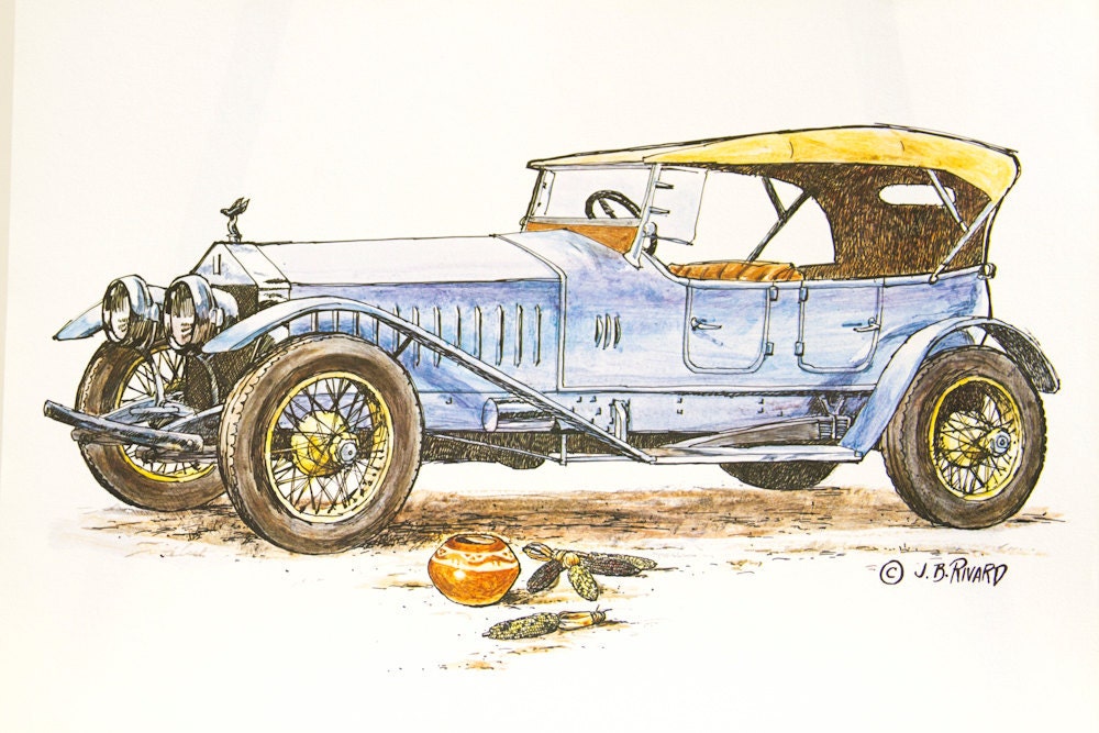 OldSchool Rolls Royce Silver Ghost Vintage Car Poster