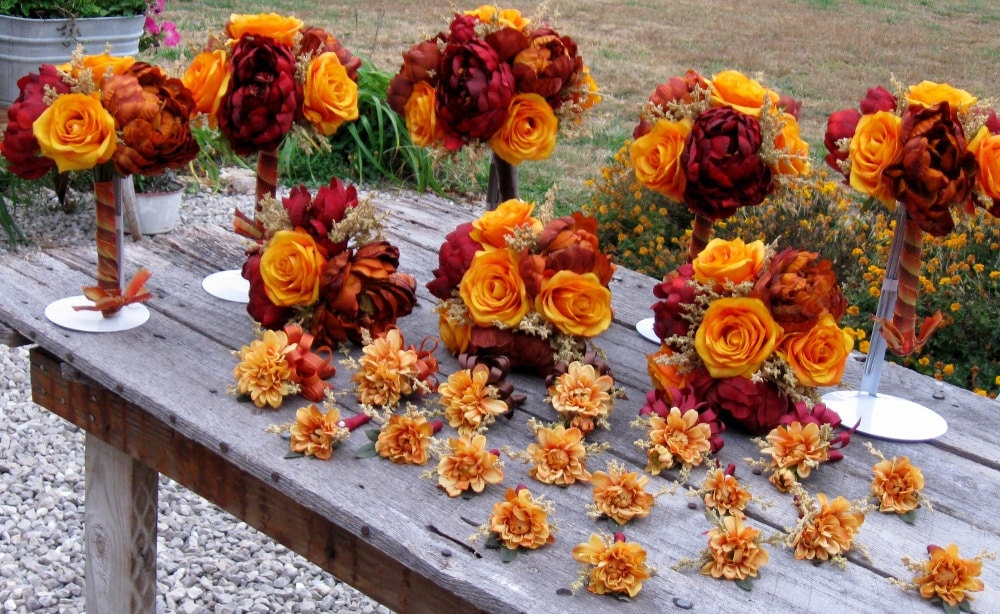 Complete Fall Color Bridal Bouquet Package RESERVED FOR MERIDETH