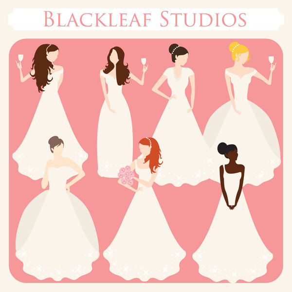 Peaches and Cream Brides is a elegant and dreamy set of Bridal Clipart to
