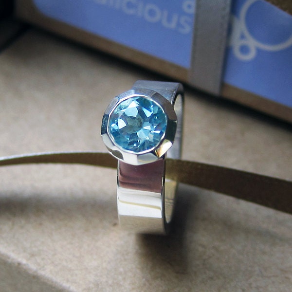 Modern blue topaz engagement ring-modern engagement ring, blue topaz engagement ring