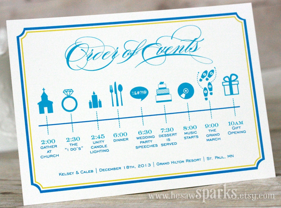 Custom Wedding Timeline Printable DIY From HeSawSparks