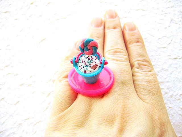 Ice Cream Lollipop in Bucket - Miniature Food Ring at Etsy