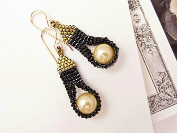 Cleopatra Tassel Earrings with Pearls by JeannieRichard