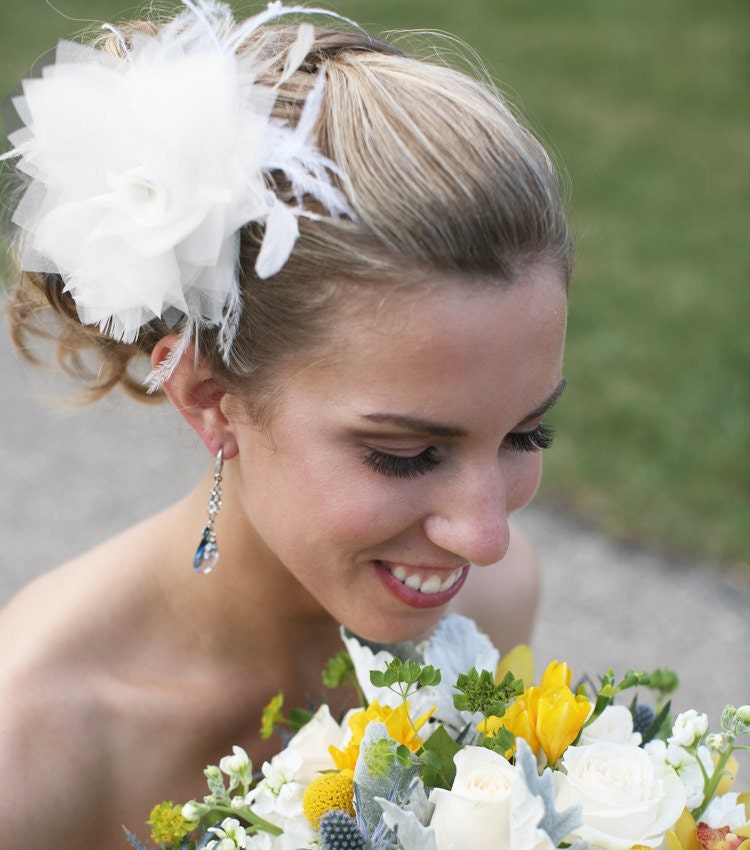  Bridal Head Piece Ivory Fascinator Hairpiece Wedding Hair Flower Bridal 