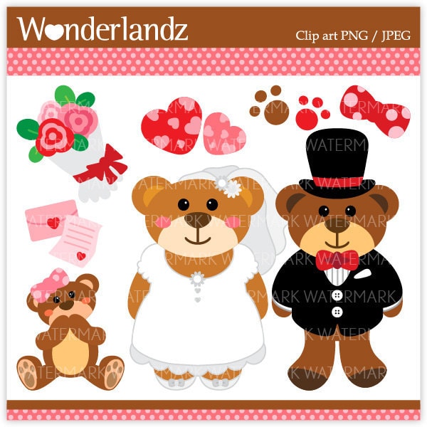 teddy bear wedding clipart