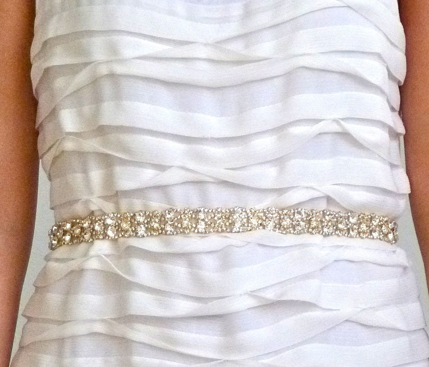 Luxurious Gold Bridal Crystal Sash Bridal Headband Rhinestone belt