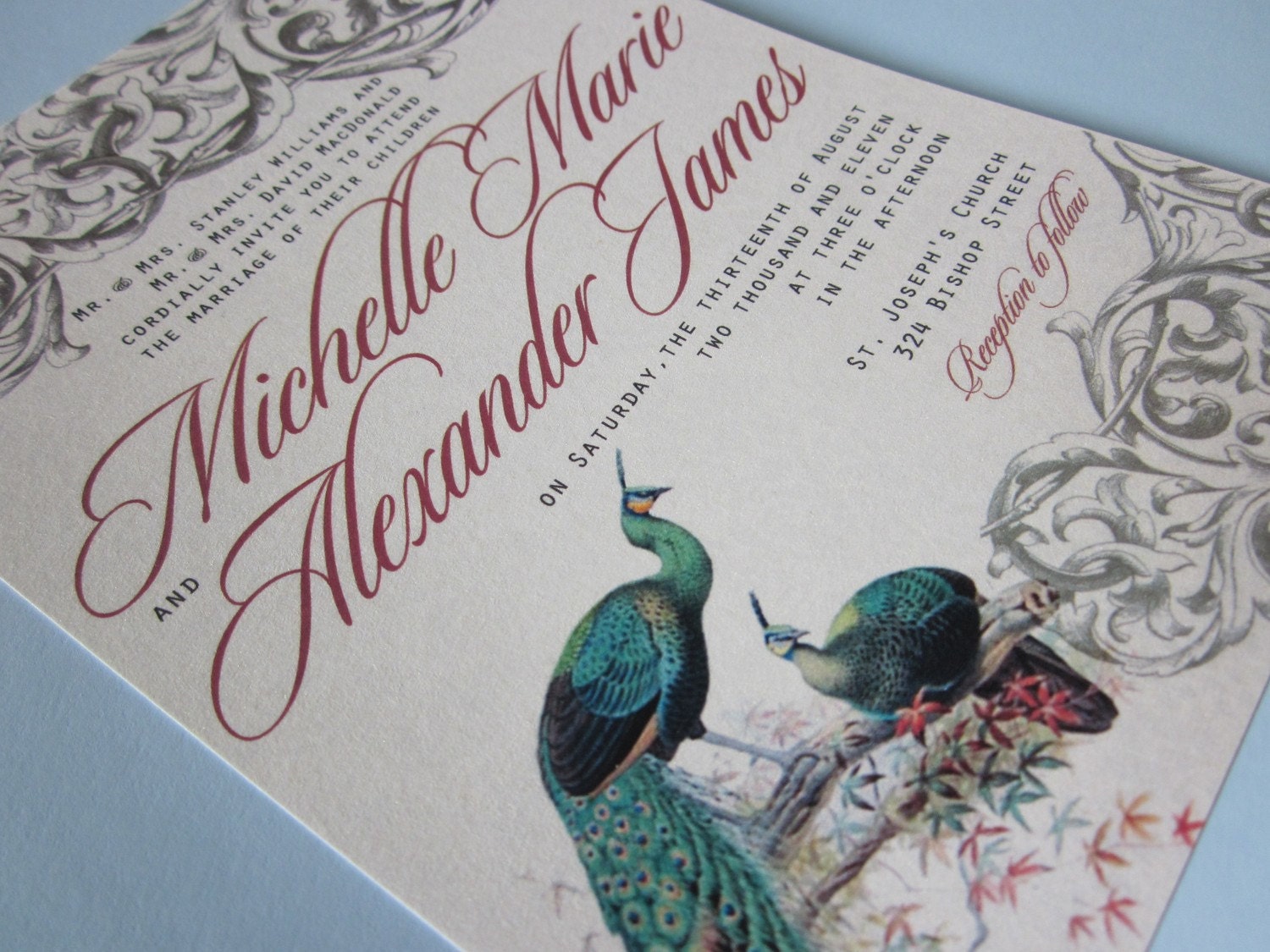 peacock wedding invitations
