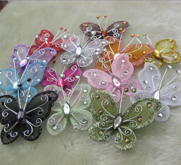26pcs hot sale Organza butterfly wedding decorations for wedding craft diy 