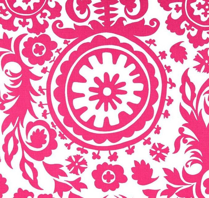 Damask Table Runner Fuchsia Hot Pink and White Runner Damask Wedding Linen