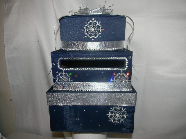 Money Card Box 3 layer Unique any color combination MBWBox shown Navy Silver