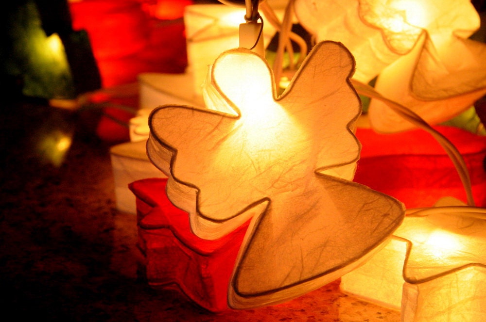 Angel Star tree mulberry paper lanterns string fairy light decoration deco