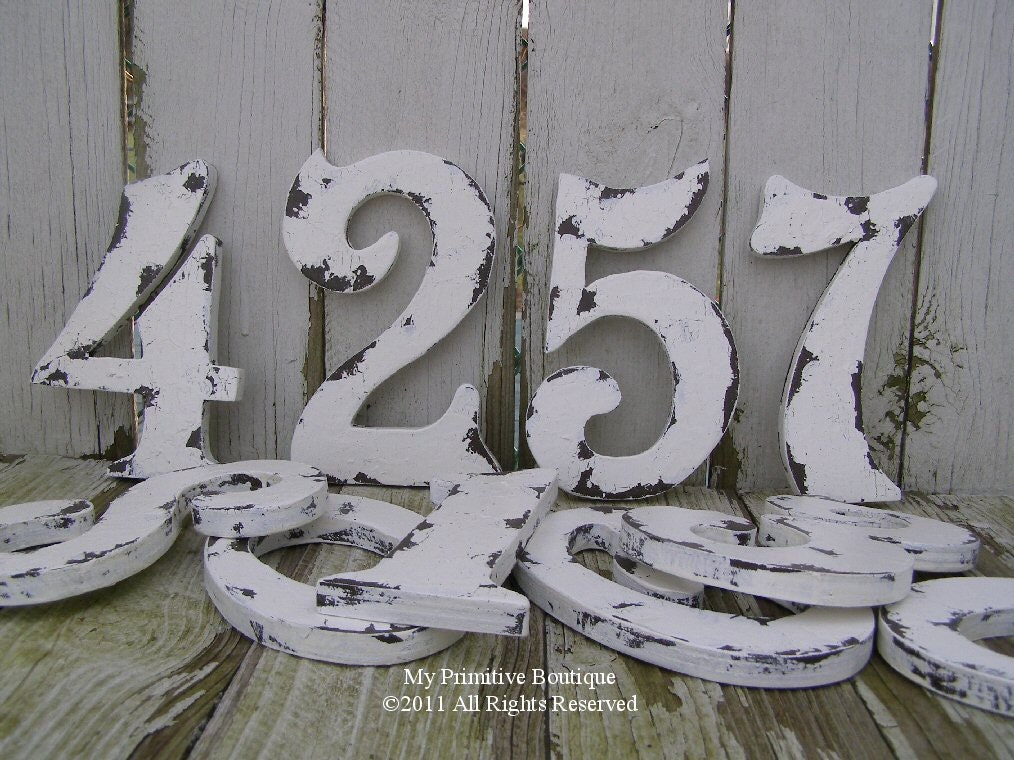 Vintage WEDDING TABLE NUMBERS Distressed Table Numbers Wooden Cut Out 