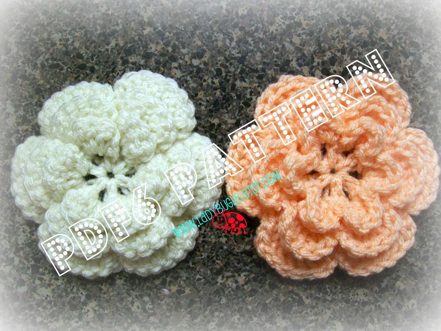 PDF6 crochet flower pattern 2 designs 1 pattern