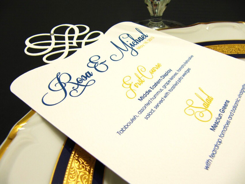Wedding Menu Elegant Die Cut Wedding Menu Card Sample