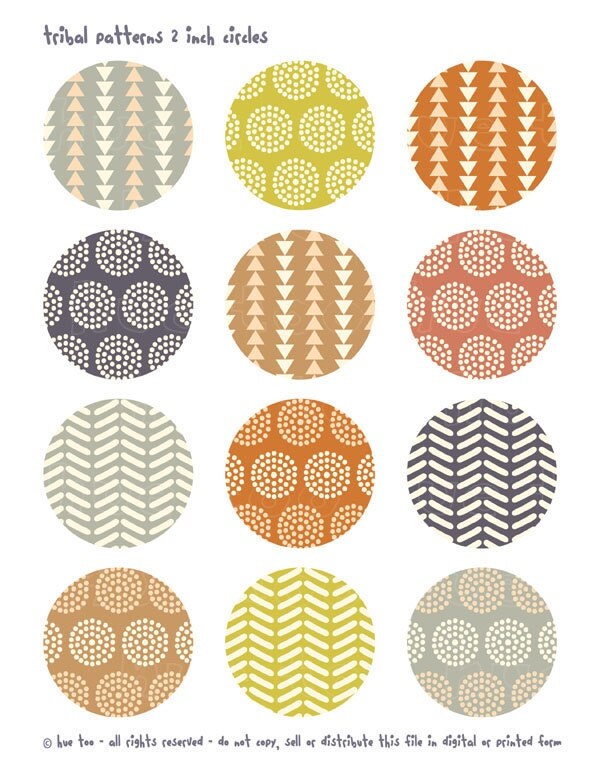 2 inch circles tribal patterns collage sheet printable circle images 