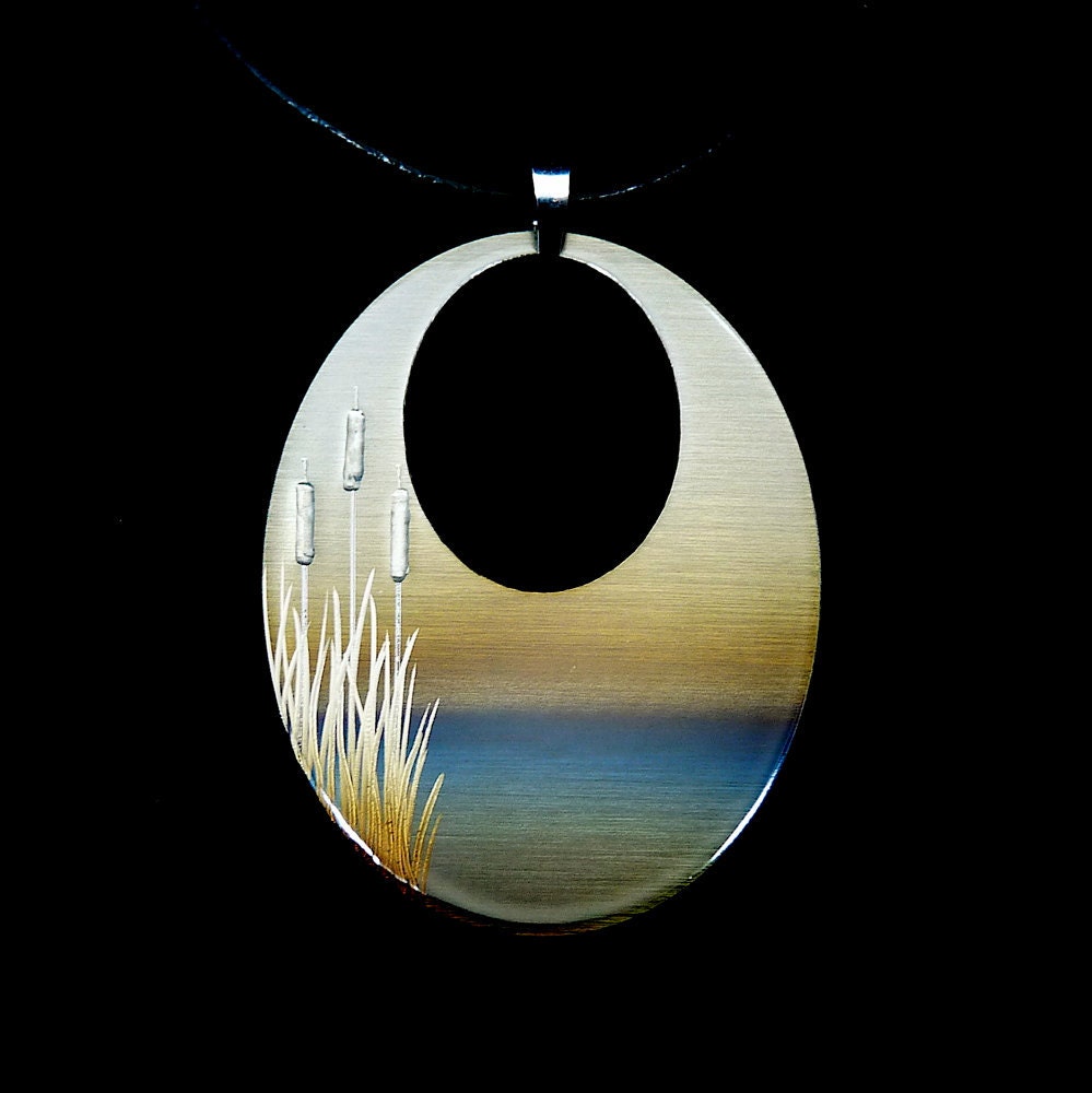 Marsh Pendant Marsh, Wetland, Water, Bulrush Pendant