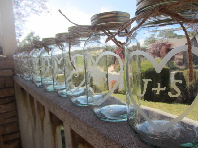15 Etched Mason Jars 15 Wedding Mason Jar Center Pieces From lcatlla