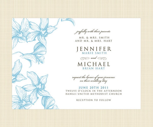 Orchid Wedding Invitation and RSVP set Printable Floral Wedding Invitation