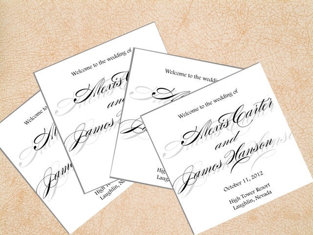 Charmming Elegant Script Tri Fold Wedding Programs Deposit