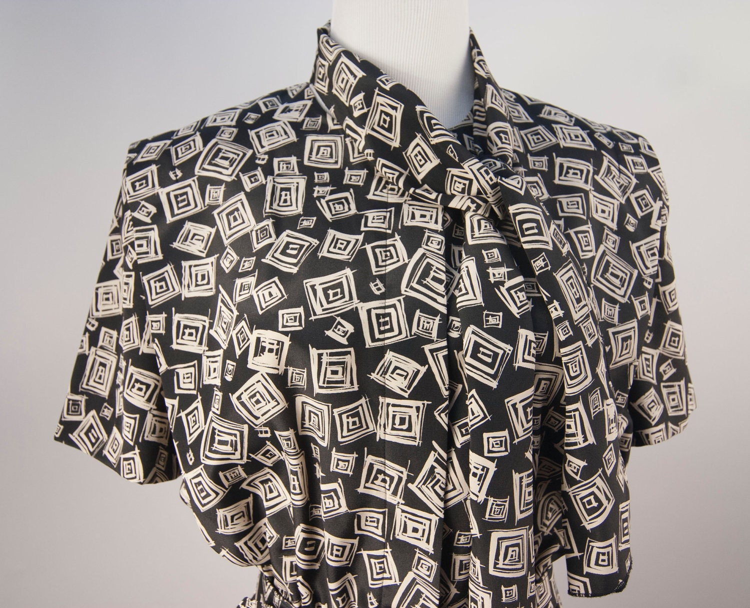 80's does 50's pussy bow dress