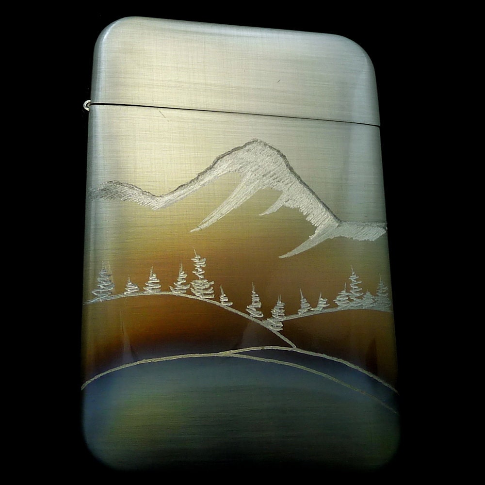 Mountain Scene Credit Card Case Mountain, Snow, Trees, Landscape