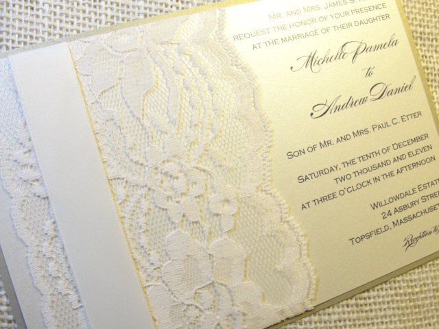 Lace Wrapped Wedding Reception Invitations Wedding Invites 