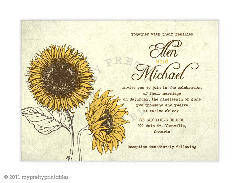Rustic Sunflowers YouPrint Digital Wedding Invitation