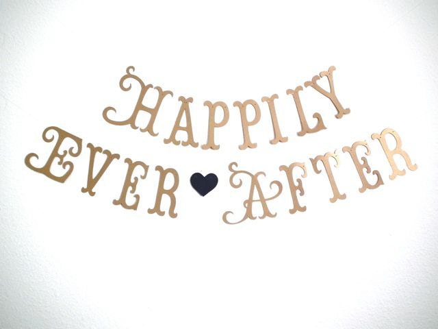 Antique Gold Happily Ever After Banner Wedding Decorations Photo Prop