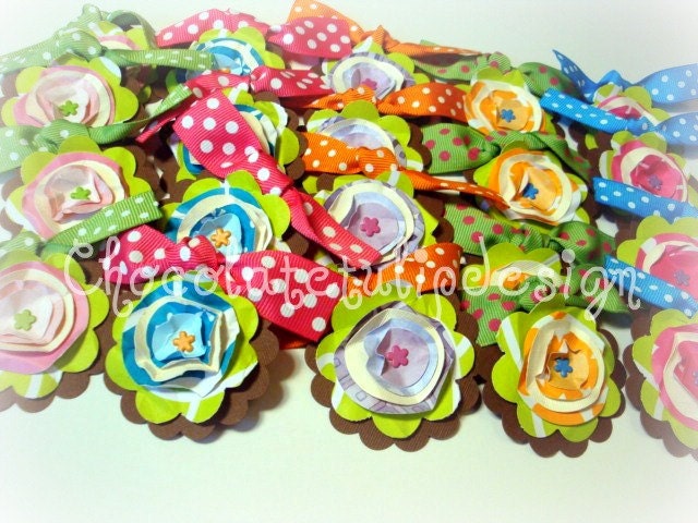 Poppy Flowers Hot Pink Lime Green Orange Turquoise Polka Dot party favor