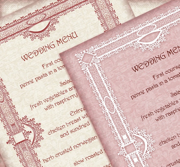 Wedding menu Vintage Frame Menu card Custom Printable Menus for Weddings 