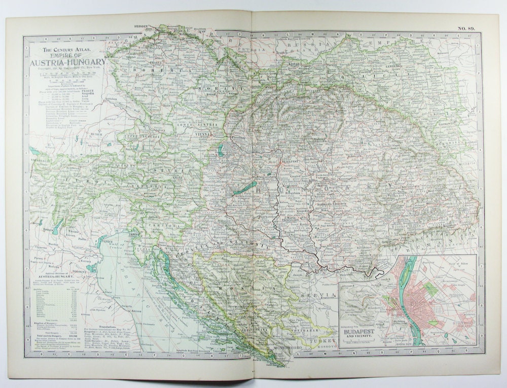 1900 Empire of Austria-Hungary - Antique World Map