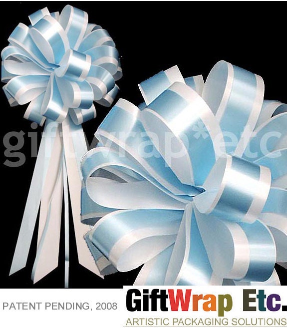 10 White Baby Blue 8 Pull Pew Bows Wedding Decorations Shower Party 